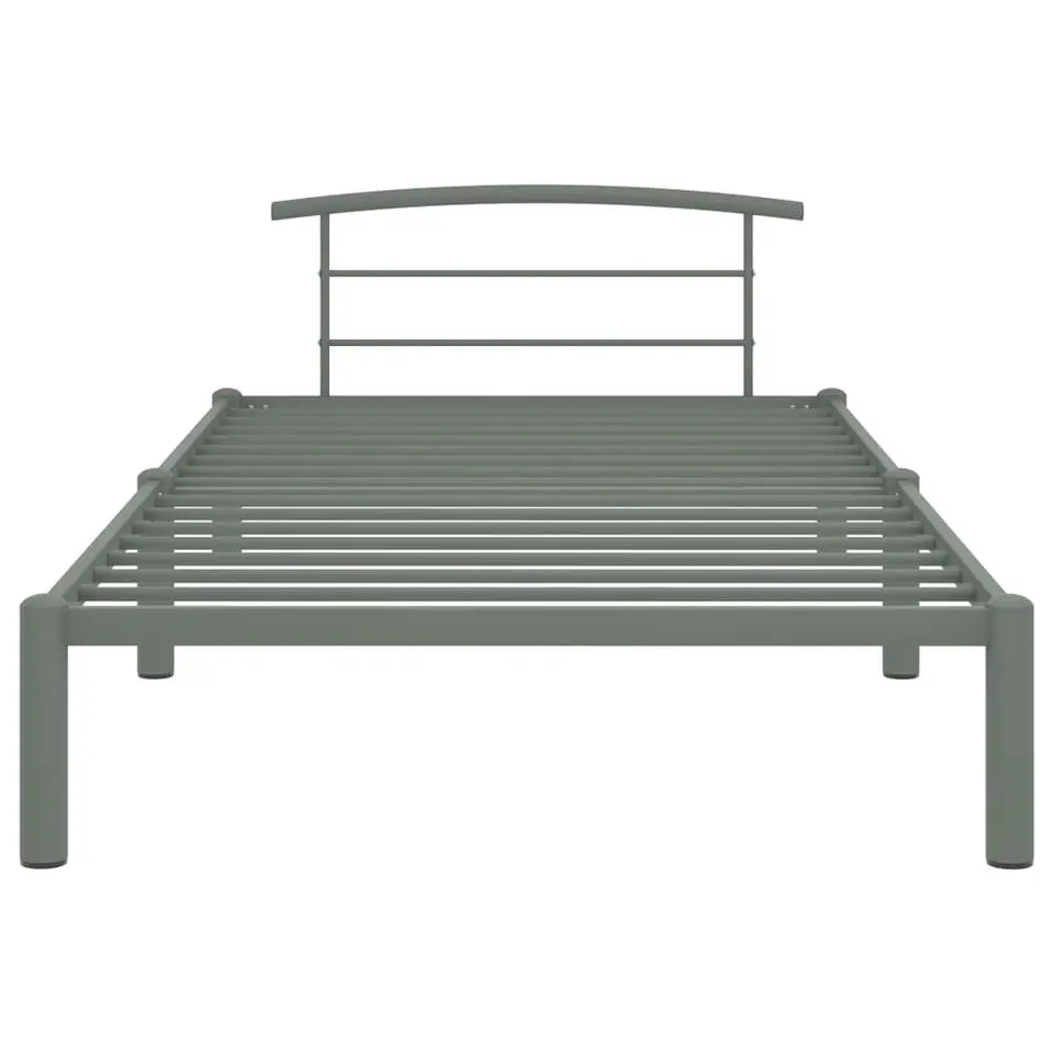 vidaXL - Bed frame met hoofdeinde - Grijs - Metaal - 90x200 cm