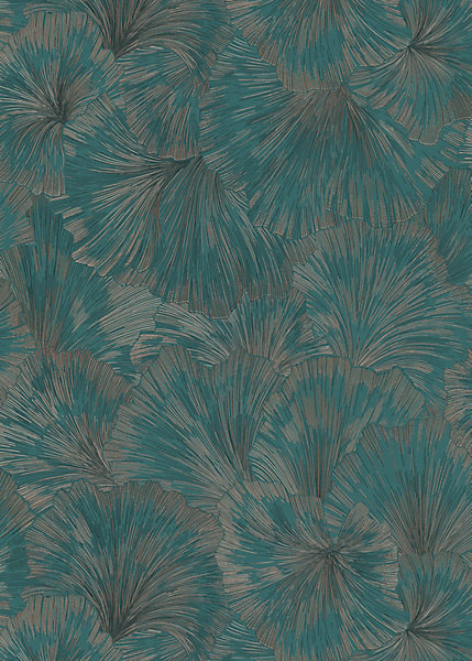 Papier peint vinyle intissé feuilles bleu L.1005 x l.53cm, Erismann Shine