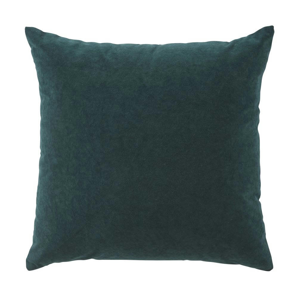 CALURI - Coussin en velours, imprimé paon bleu et feuilles vertes 45x45