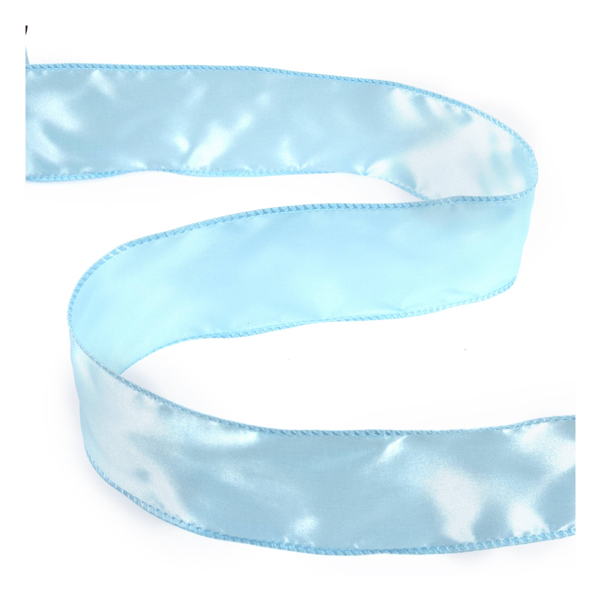 Light Blue Wire Edge Satin Ribbon 63mm x 3m
