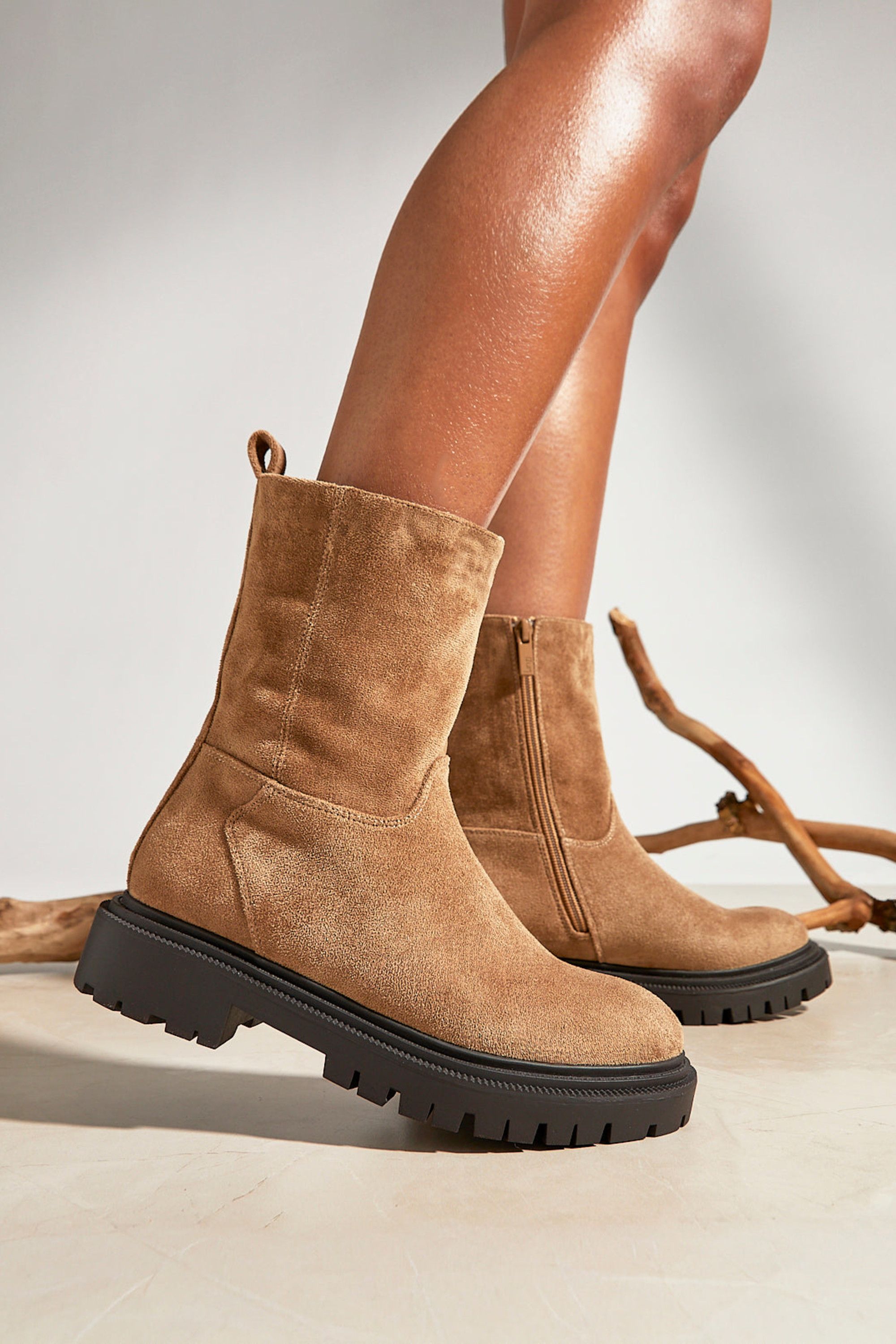 Linzi Bentley Sand Chunky Ankle Boots