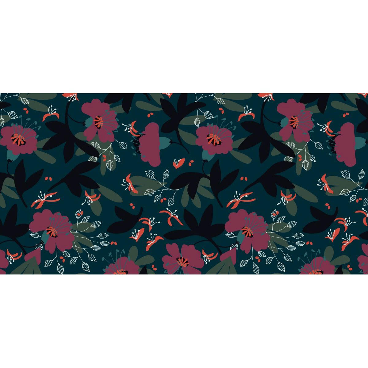 - Papier peint panoramique motifs fleuris 510 x 250 cm