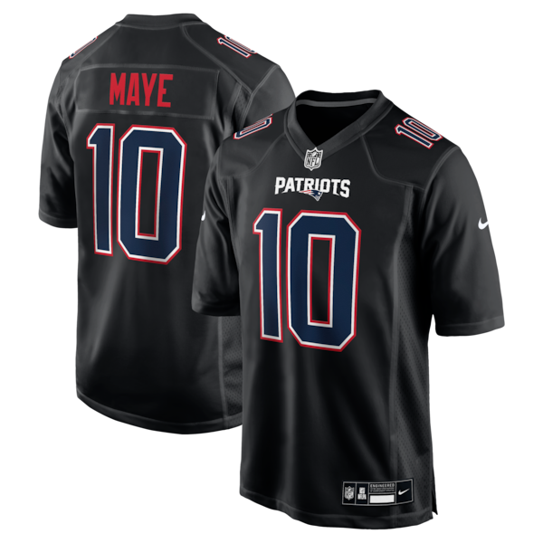 Drake Maye New England Patriots Nike Game Jersey - Carbon Black/White