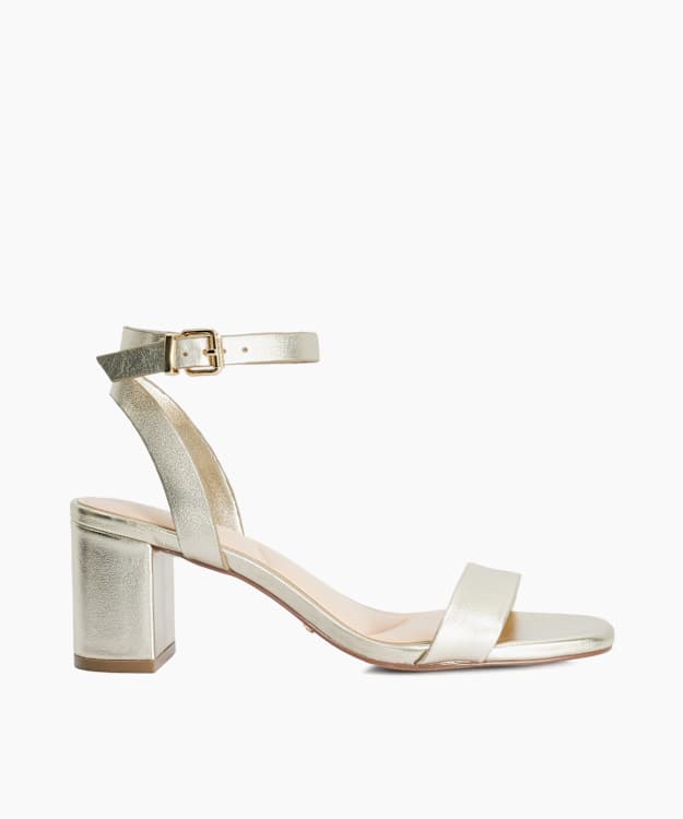 Medina Gold - Gold Leather Block Heel Sandals