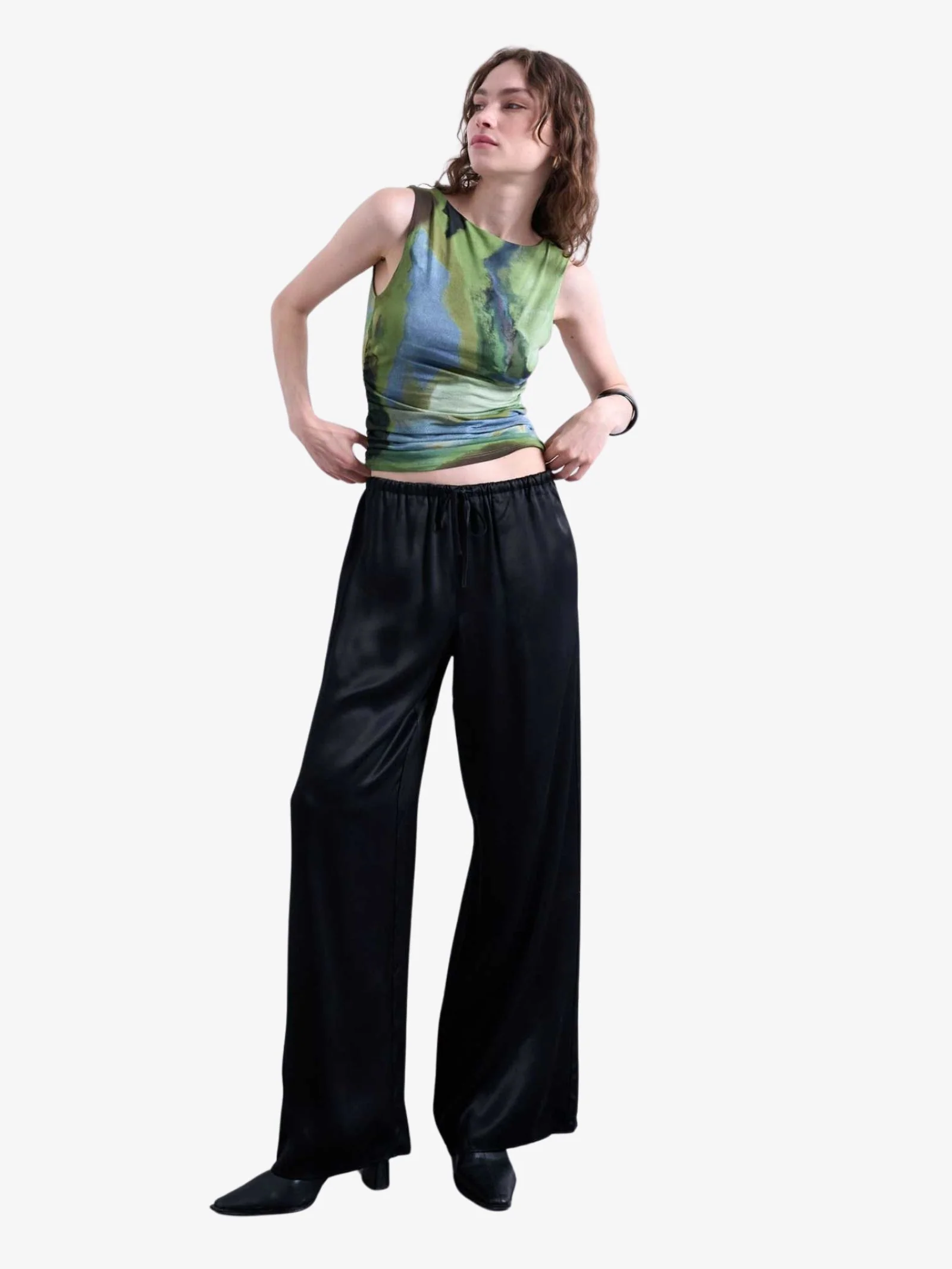 Abstract Print Ruched Side Tank
