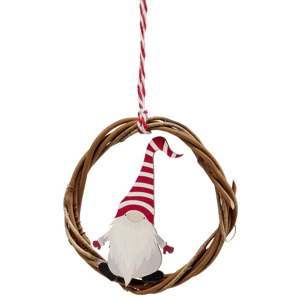 Mini couronne No&euml;l à suspendre en bois Ø9 cm