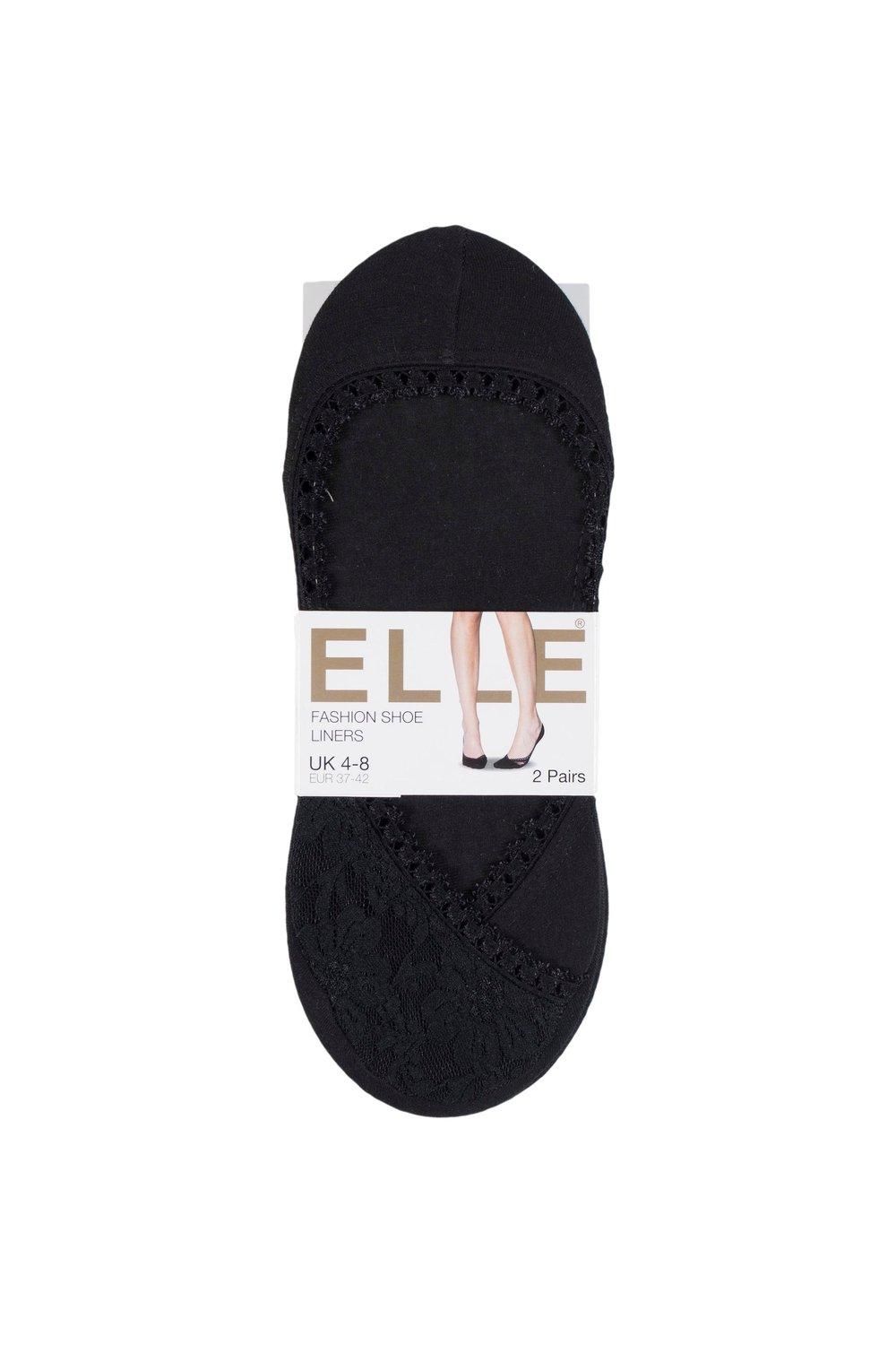 ELLE 2 Pair Lacy and Plain Fashion Shoe Liners