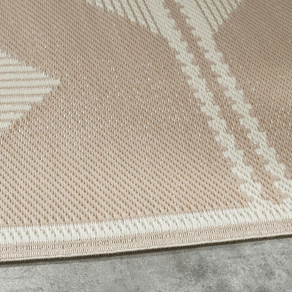 ADEM - Tapis réversible motifs triangles taupe et écrus 180x270