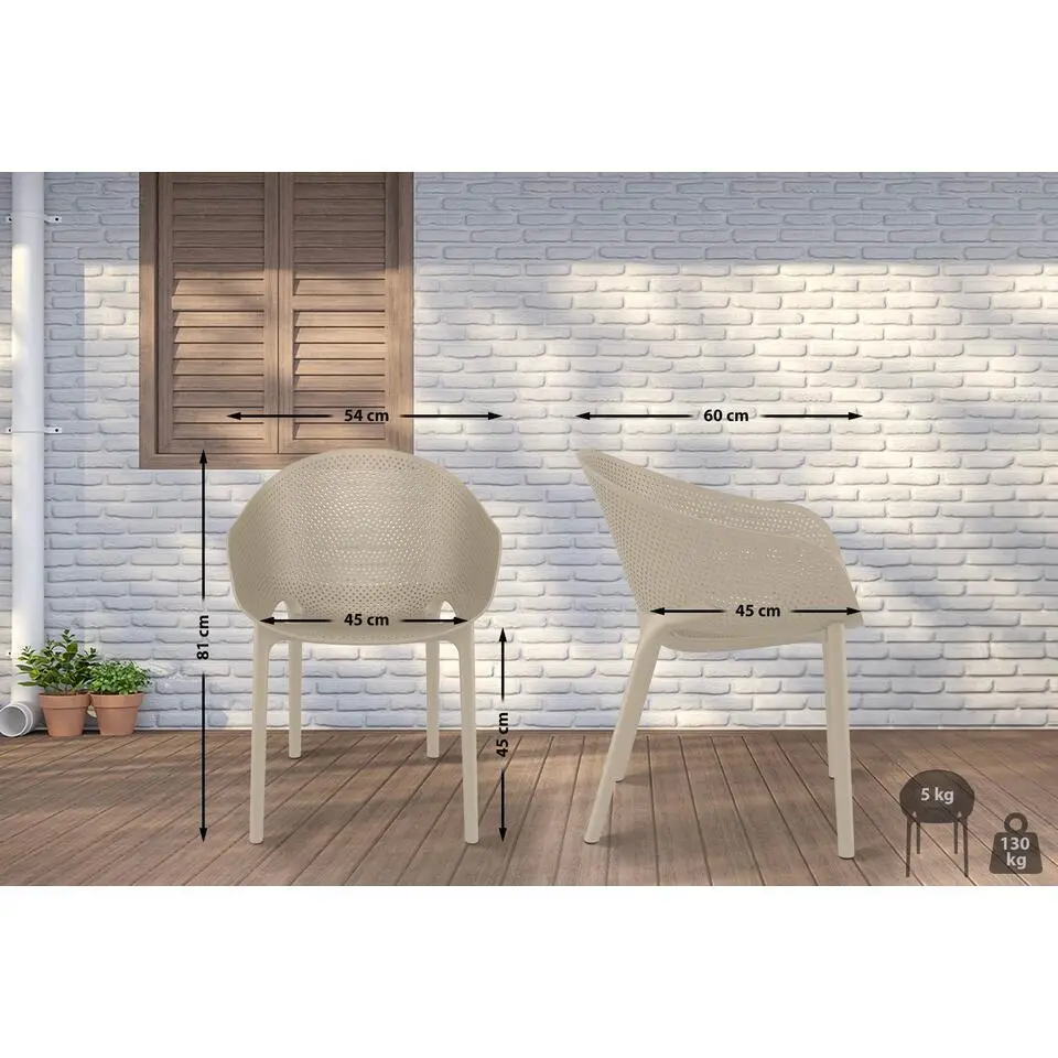 CLP Set van 4 Tuinstoel Sky Pro Kunststof - taupe