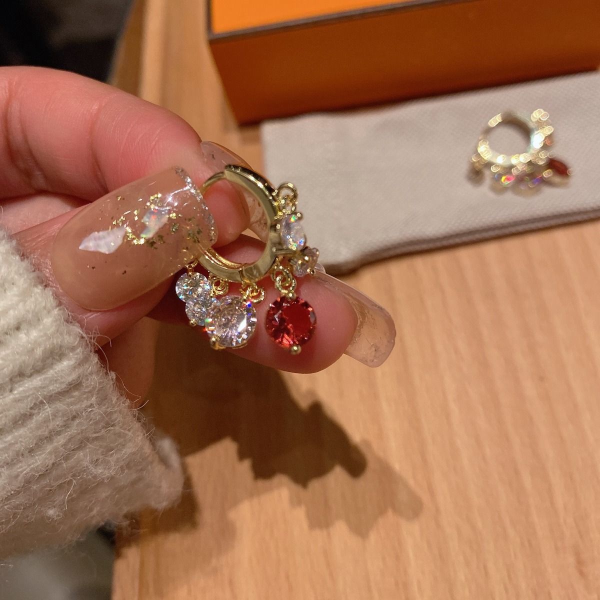 PEACH ACCESSORIES Crystal Hoops Earrings