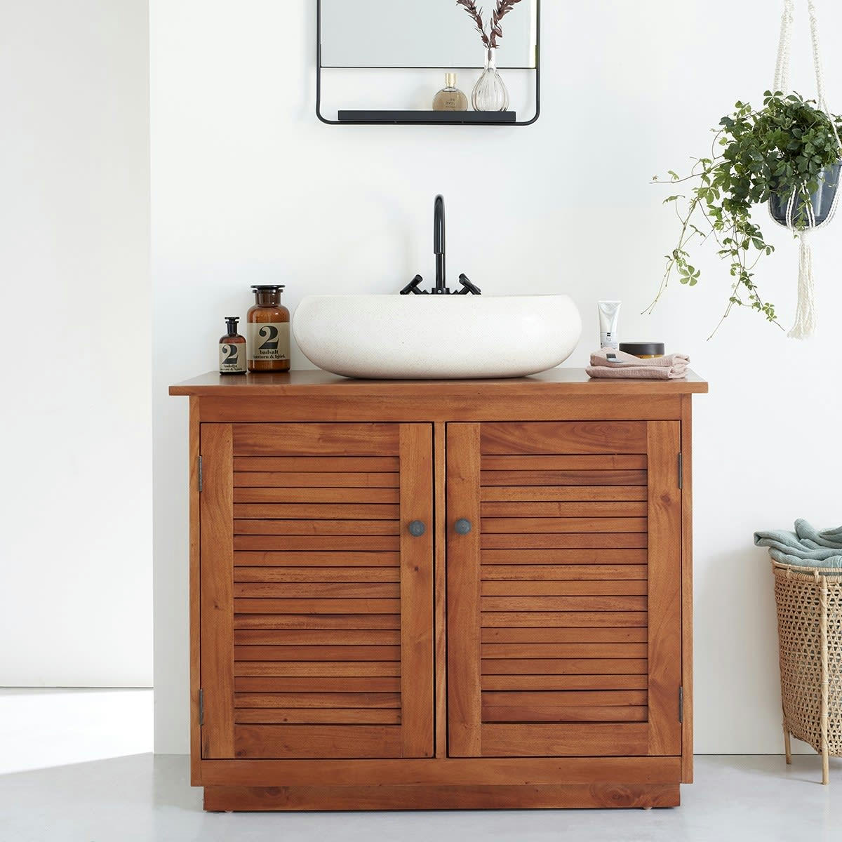 NEWPORT - Meuble sous vasque en acajou massif 97 cm