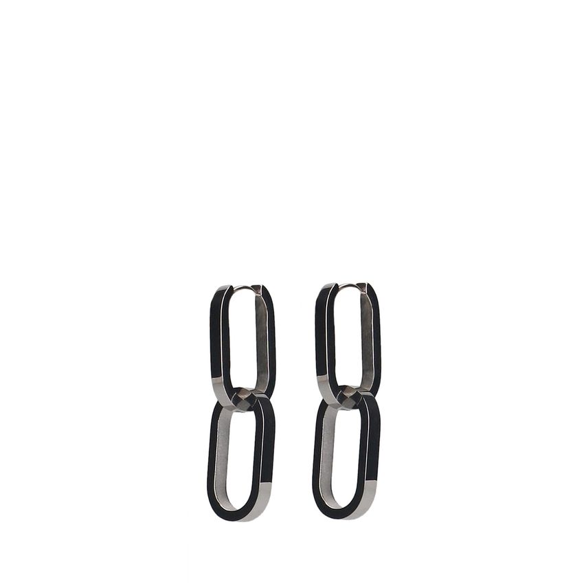 Manfield Zilverkleurige schakel oorbellen