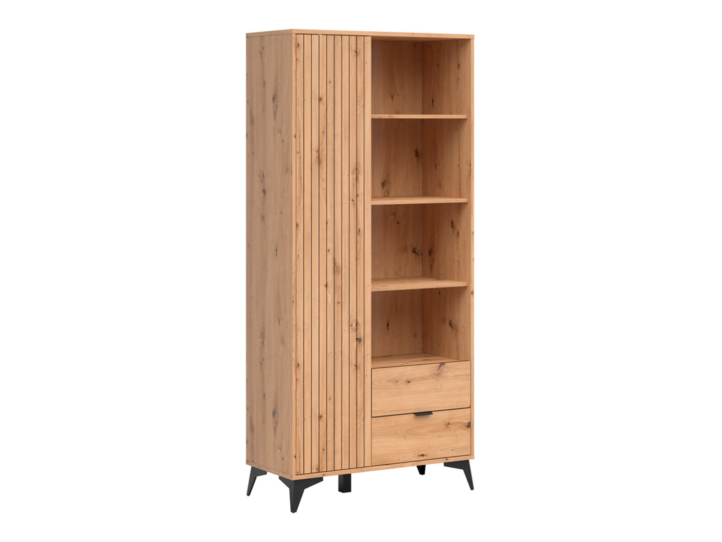 Regał Lamea 90 cm z drzwiami 2 szufladami i 3 półkami dąb artisan