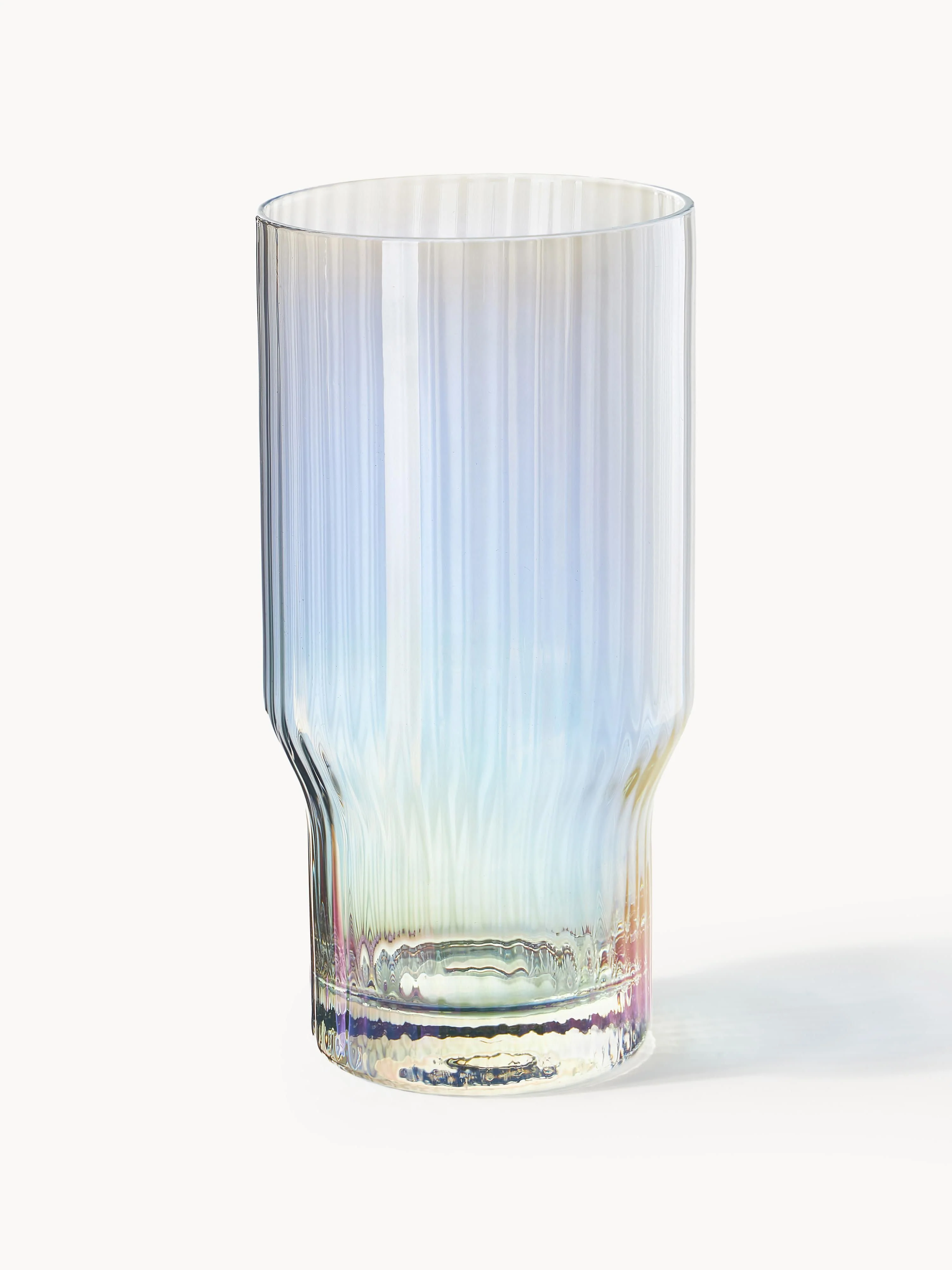 Mundgeblasene Highball-Gläser Juno mit schimmerndem Perlmutt-Finish, 4er-Set