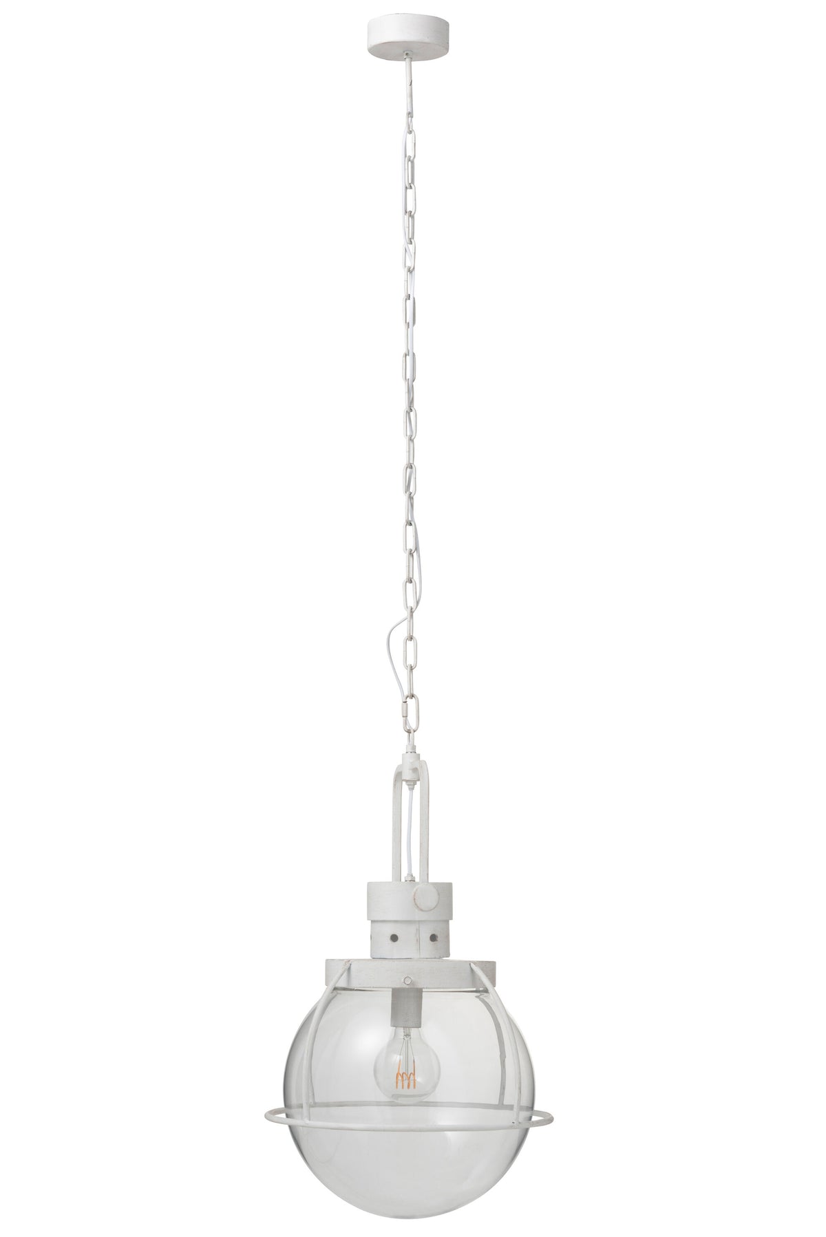 J-Line hanglamp Bol - glas/metaal - wit