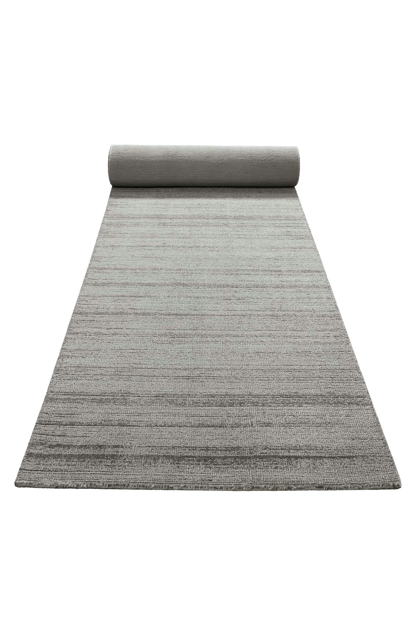 MIRAMONTI - Tapis de couloir à poil ras effet soie gris clair 80x400