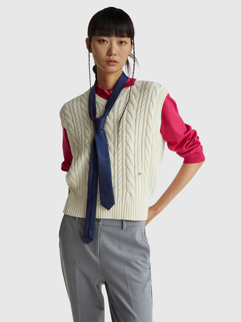 Vest with cable knit