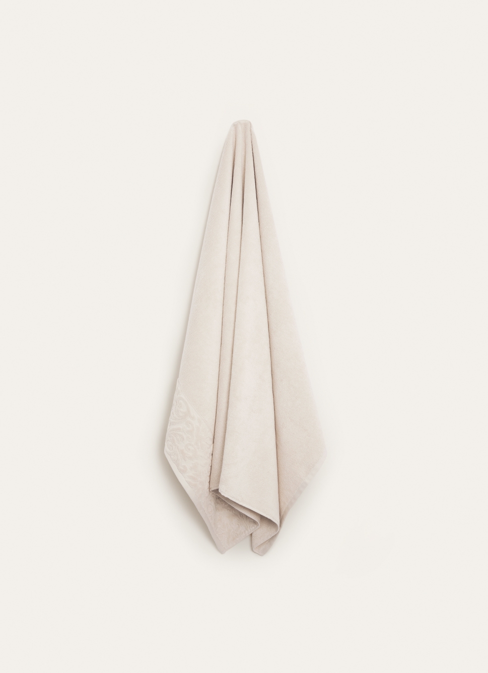 DRAP DE BAIN EN COTON LITEAU CISELÉ BEIGE