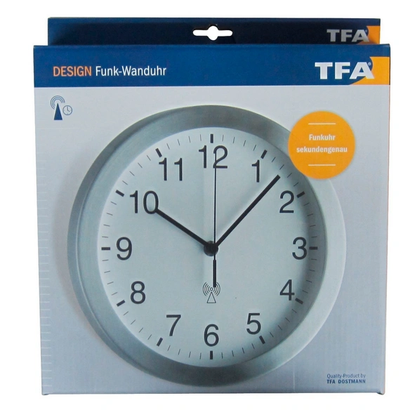Wanduhr, BxHxT: 25 x 25 x 4 cm, silberfarben