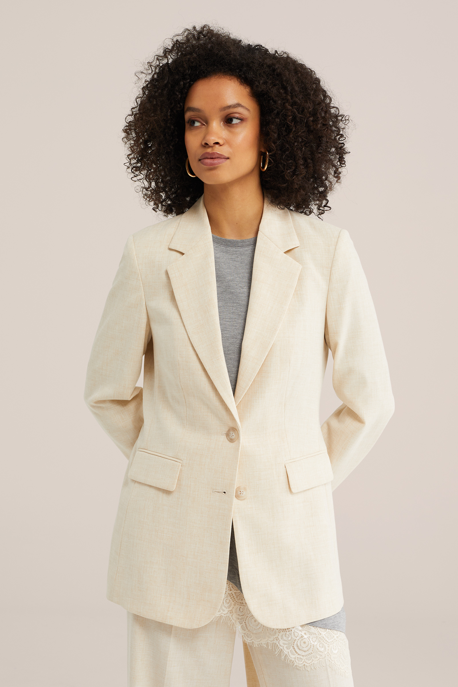 Dames regular fit gem&ecirc;leerde blazer