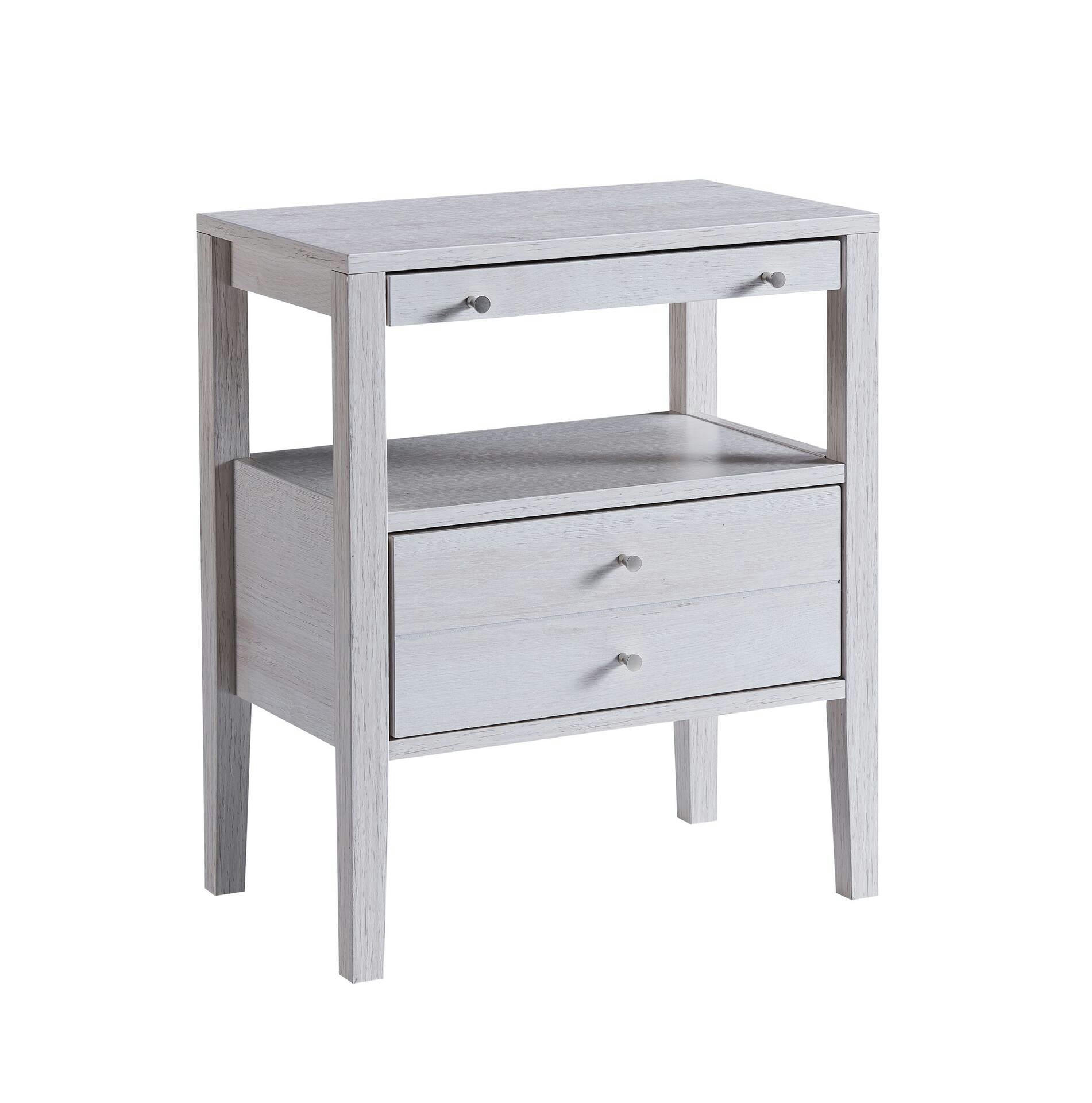 Brassex Slim-Profile Accent Table with Tray, White Oak