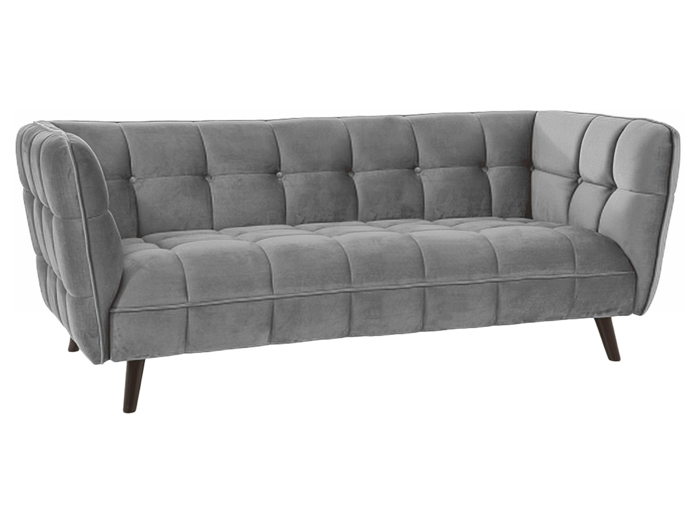 Sofa trzyosobowa Castello 3 welurowa pikowana szara