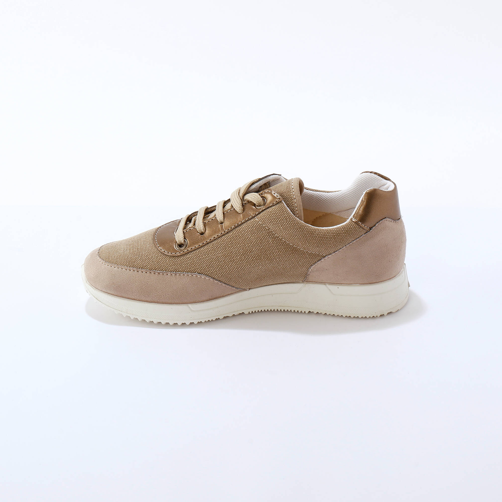 Baskets lacées spécial pieds sensibles, en tissu souple