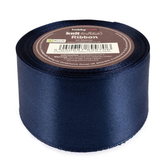 Navy Satin Ribbon 38mm x 10m