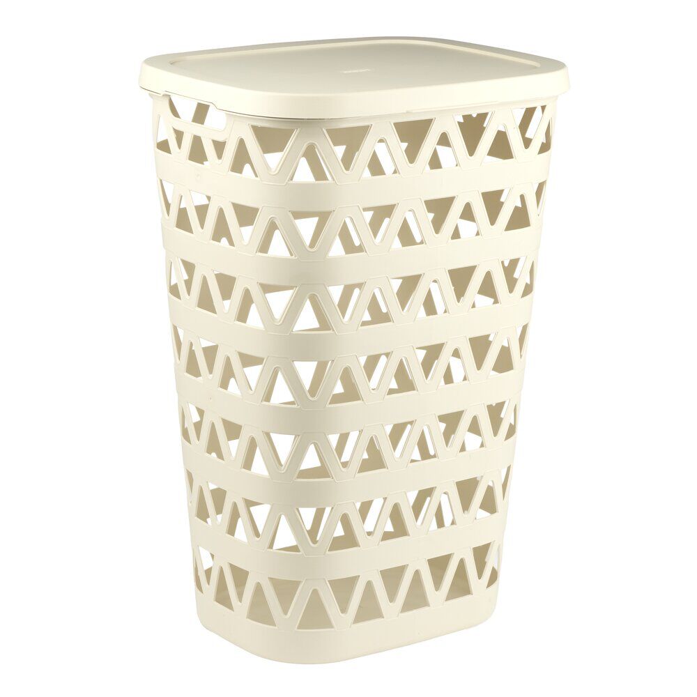 Coffre à linge Oceanna plastique blanc 55L