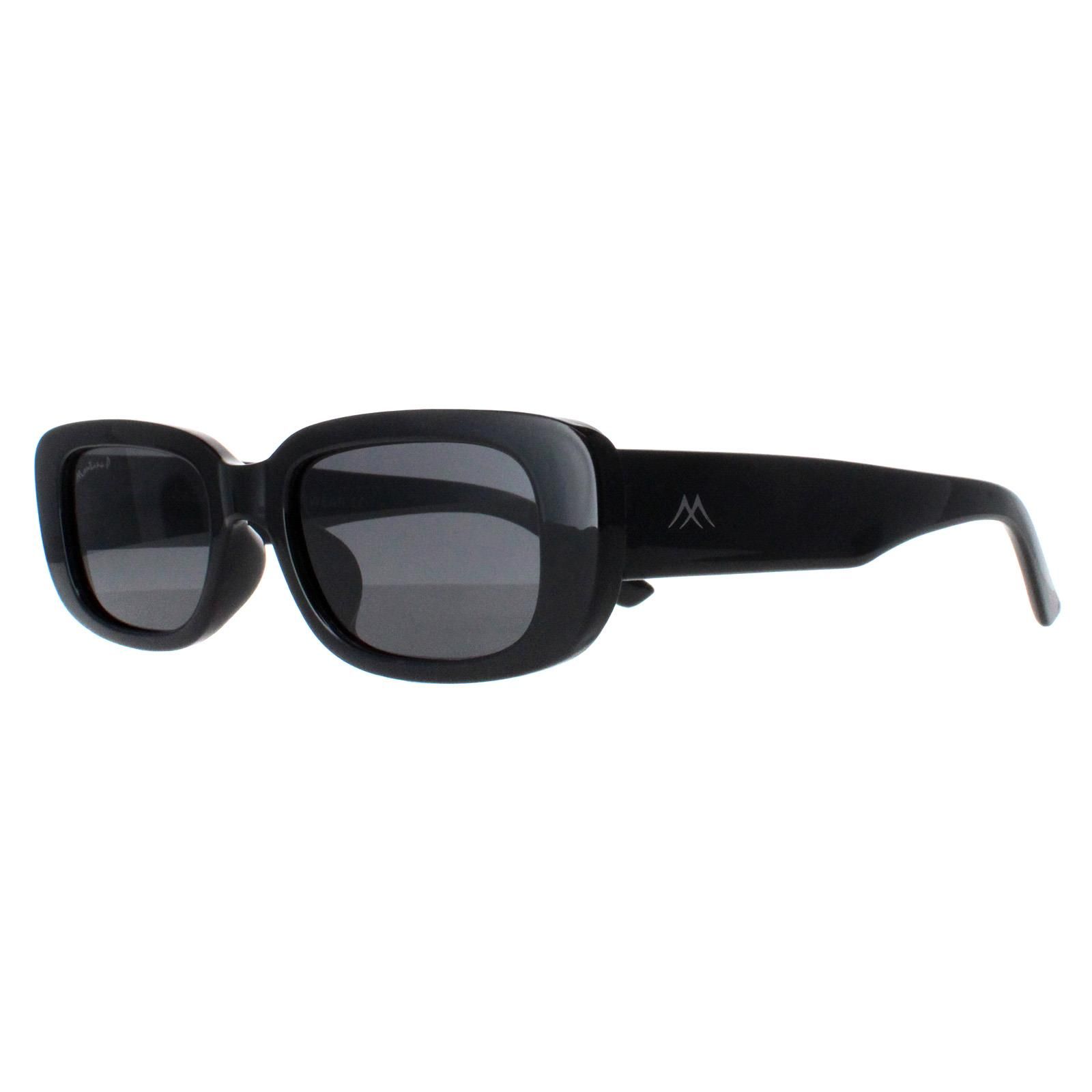 montana Rectangle Shiny Black Smoke Polarized MP65