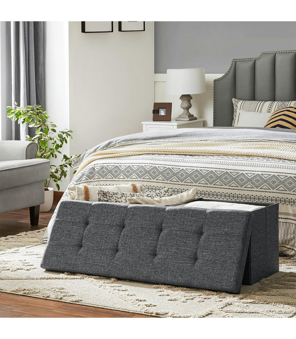 - Coffre de rangement avec couvercle piable - L110 cm