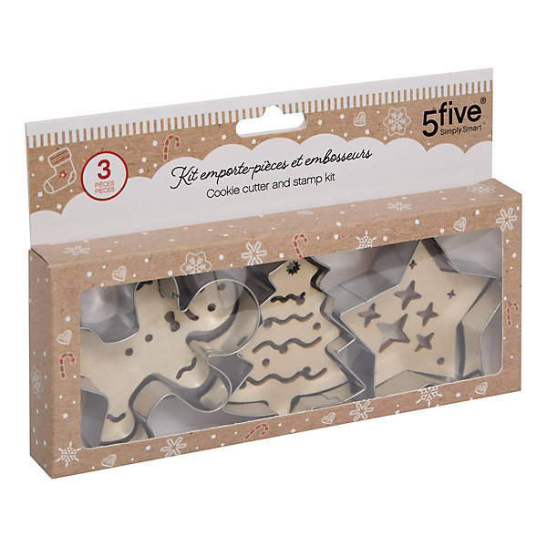Emporte-pièces avec embrosseurs Noël 6 pièces - Argent- 5five