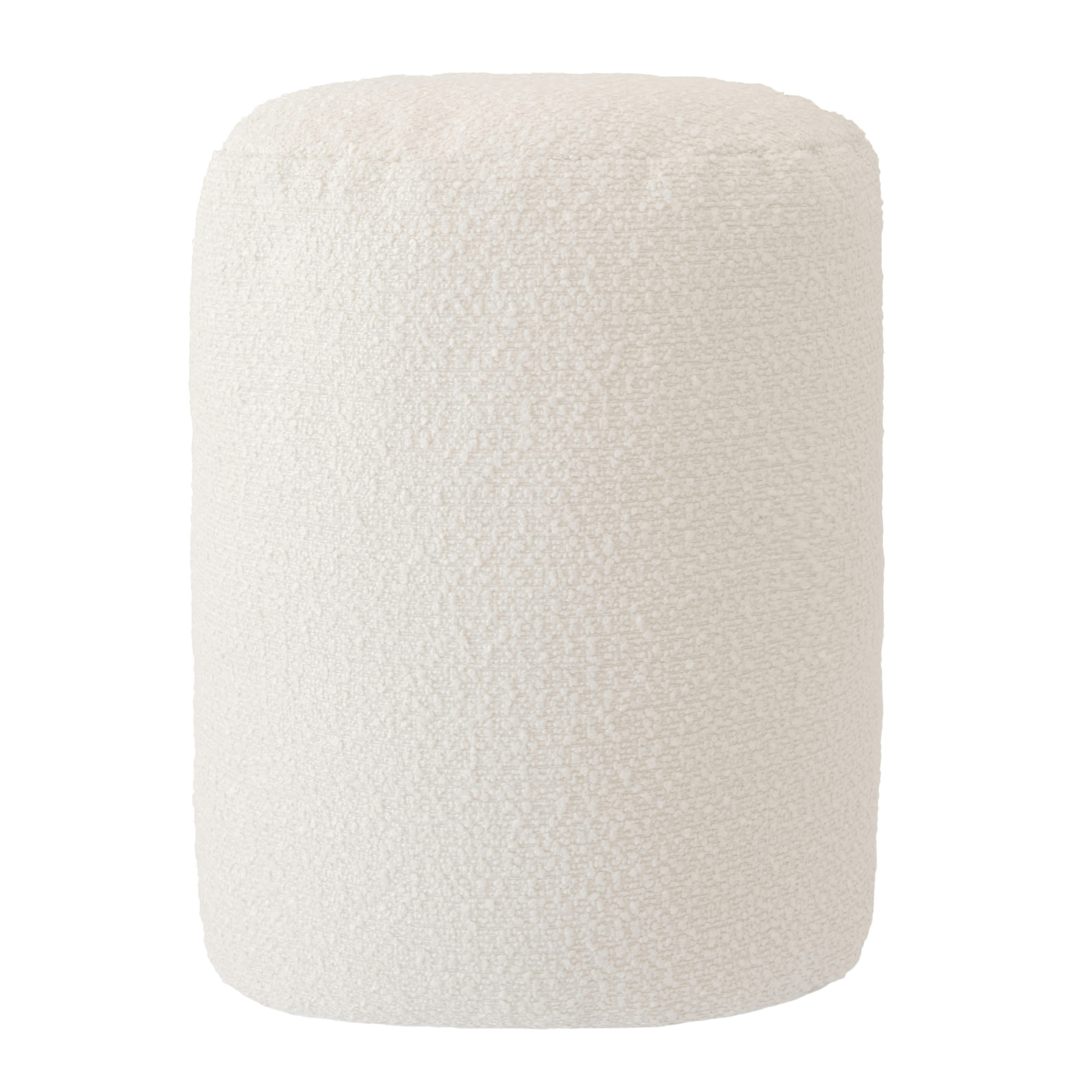 - Pouf ottoman en bouclette blanc crème