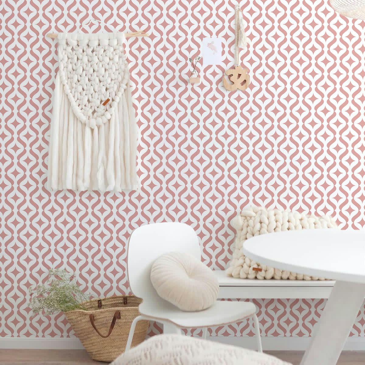 MODERN - Papier peint vinyle adhésif moderne rose vif 50x300 cm