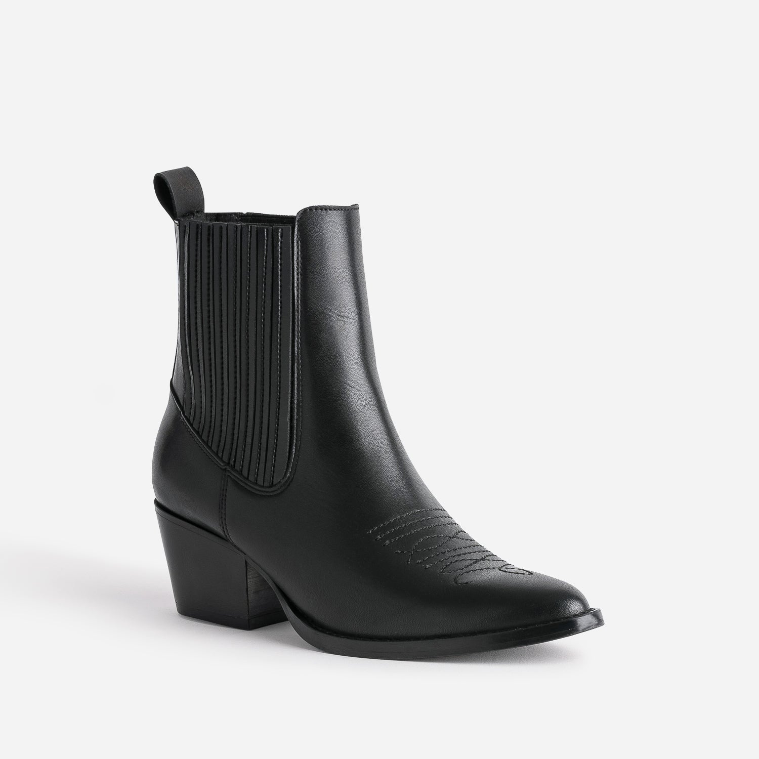 Chelsea boots santiag noir éco-conçu en cuir