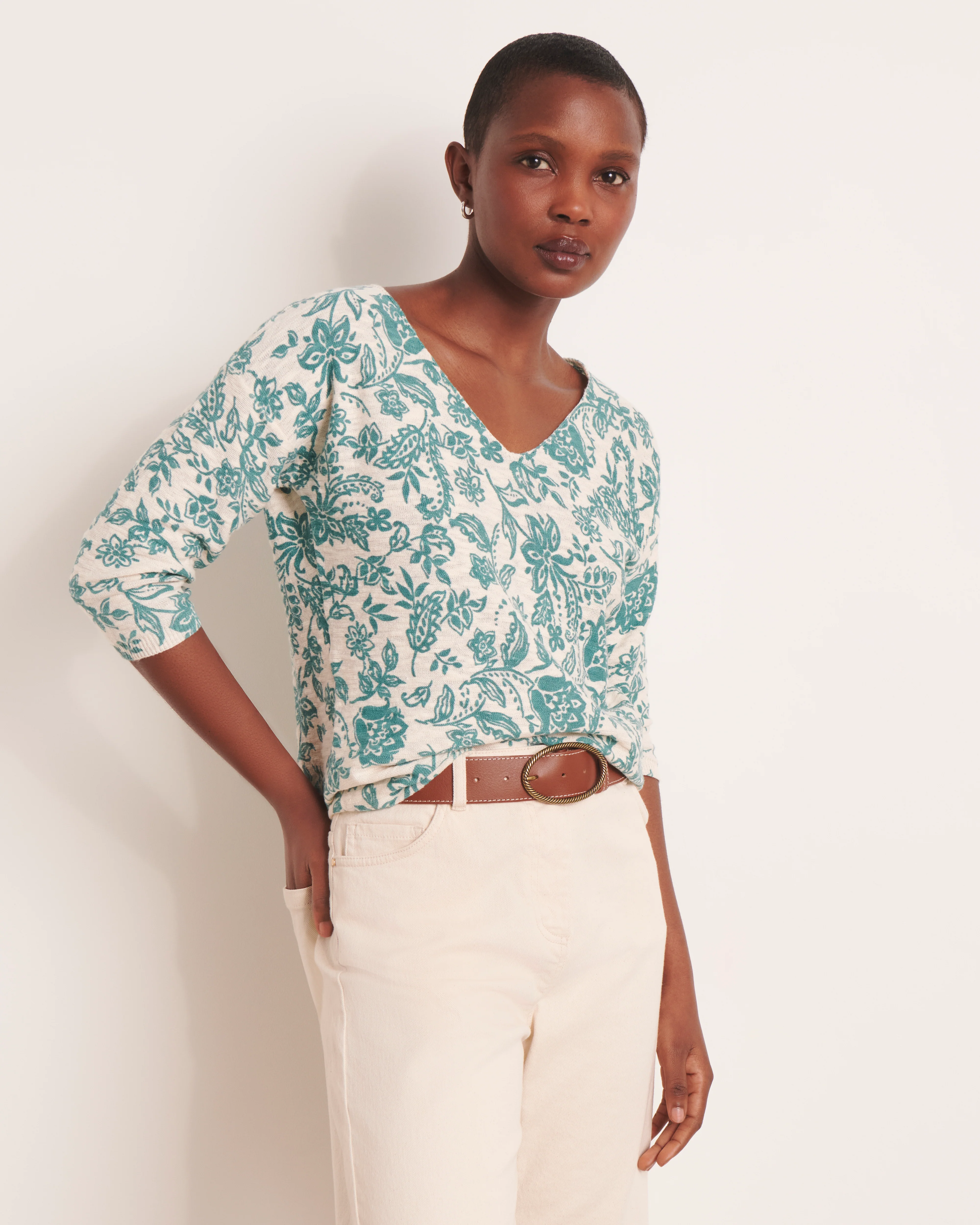 Pull imprimé vert ALICIANE-PRINT/13187/861