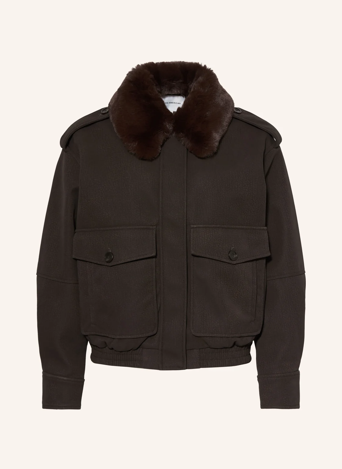 GOOD AMERICAN Blouson in Lederoptik mit abnehmbarem Kunstfell-Kragen