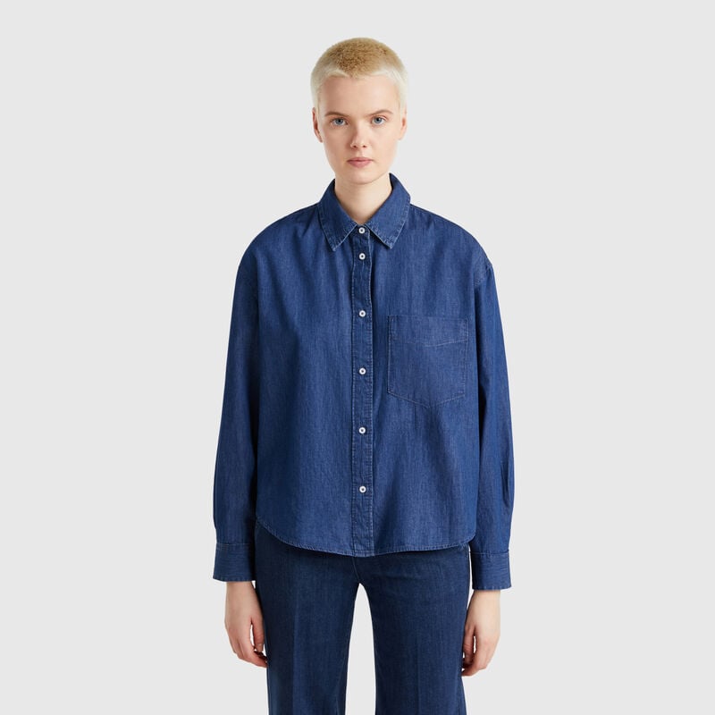 Cropped chambray shirt