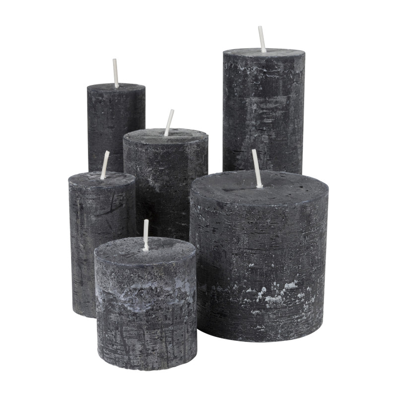 Kaars rustiek - zwart - &Oslash;10x10 cm