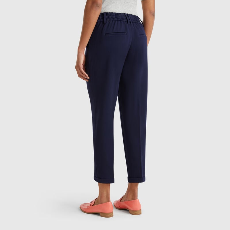 Yarn-dyed trousers with drawstring