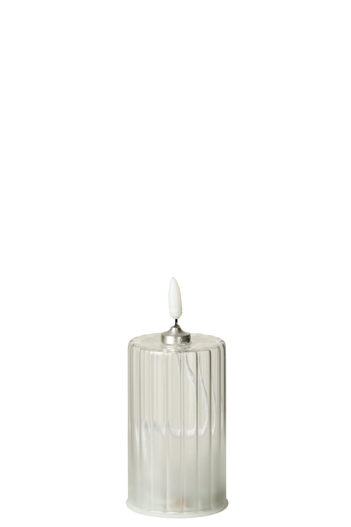J-Line kaars Strepen - glas - transparant - small - LED