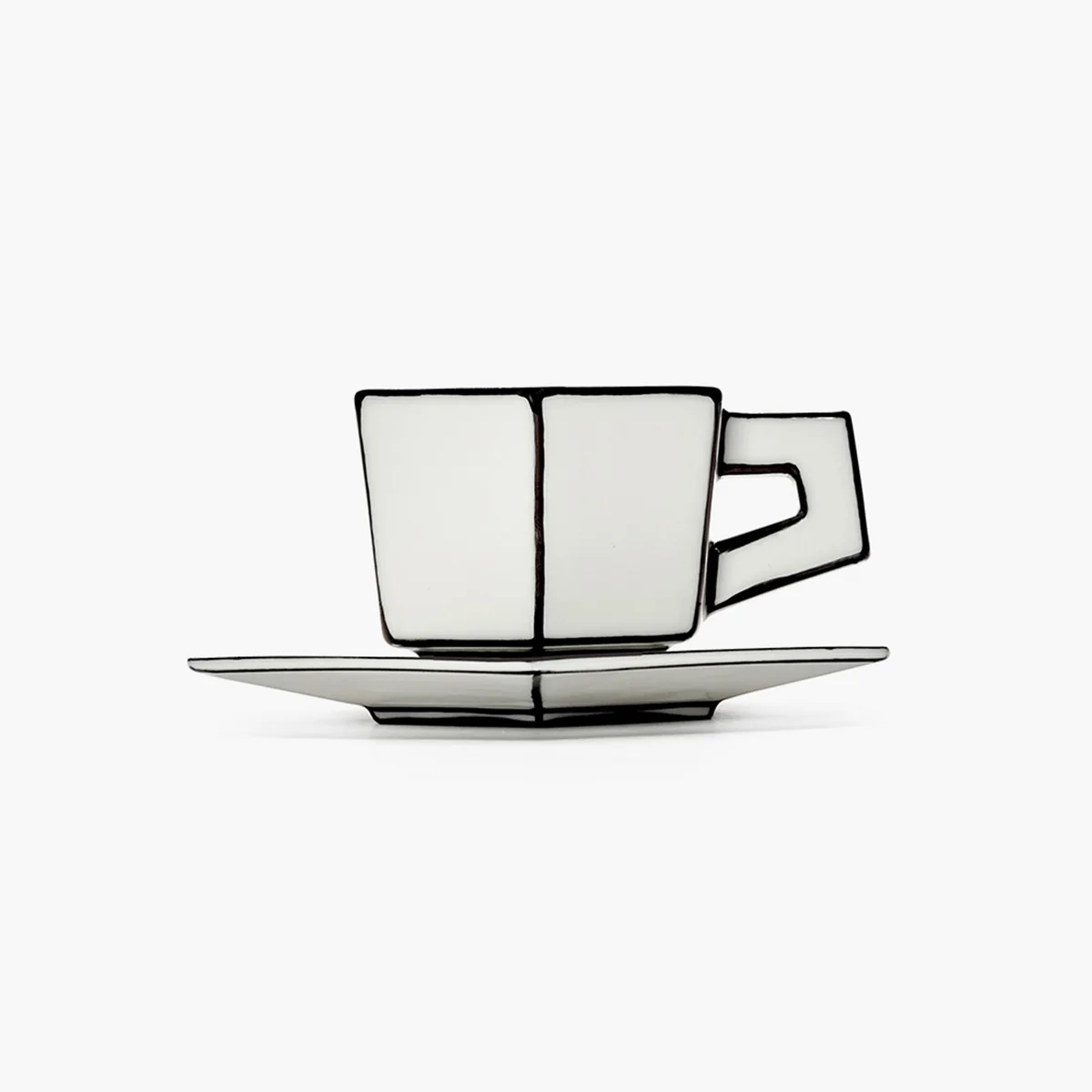 Serax - Carte Blanche Espressotasse mit Untertasse, weiß / schwarz (2er Set)