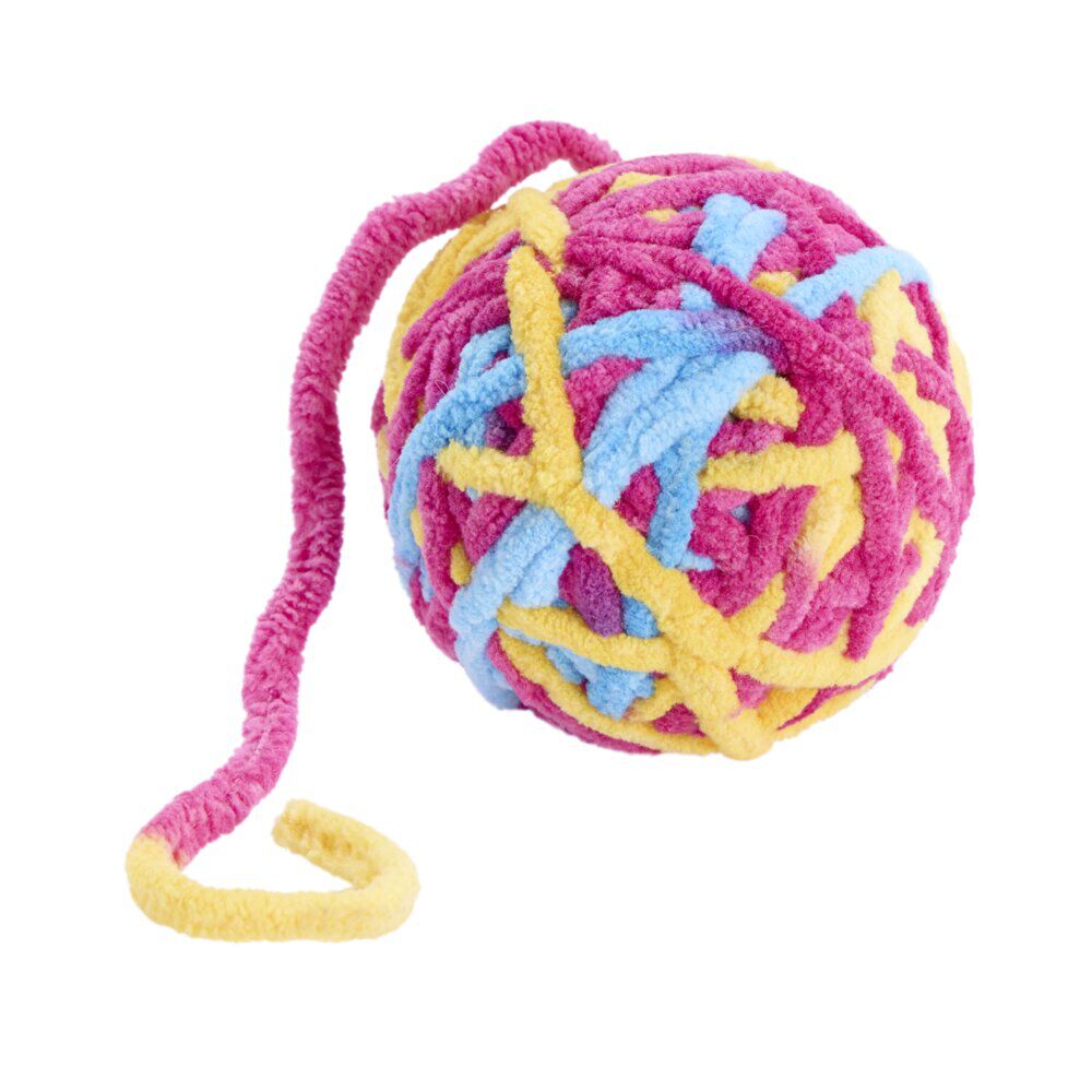 Balle pour chat forme pelote laine multicolore Ø6,5cm