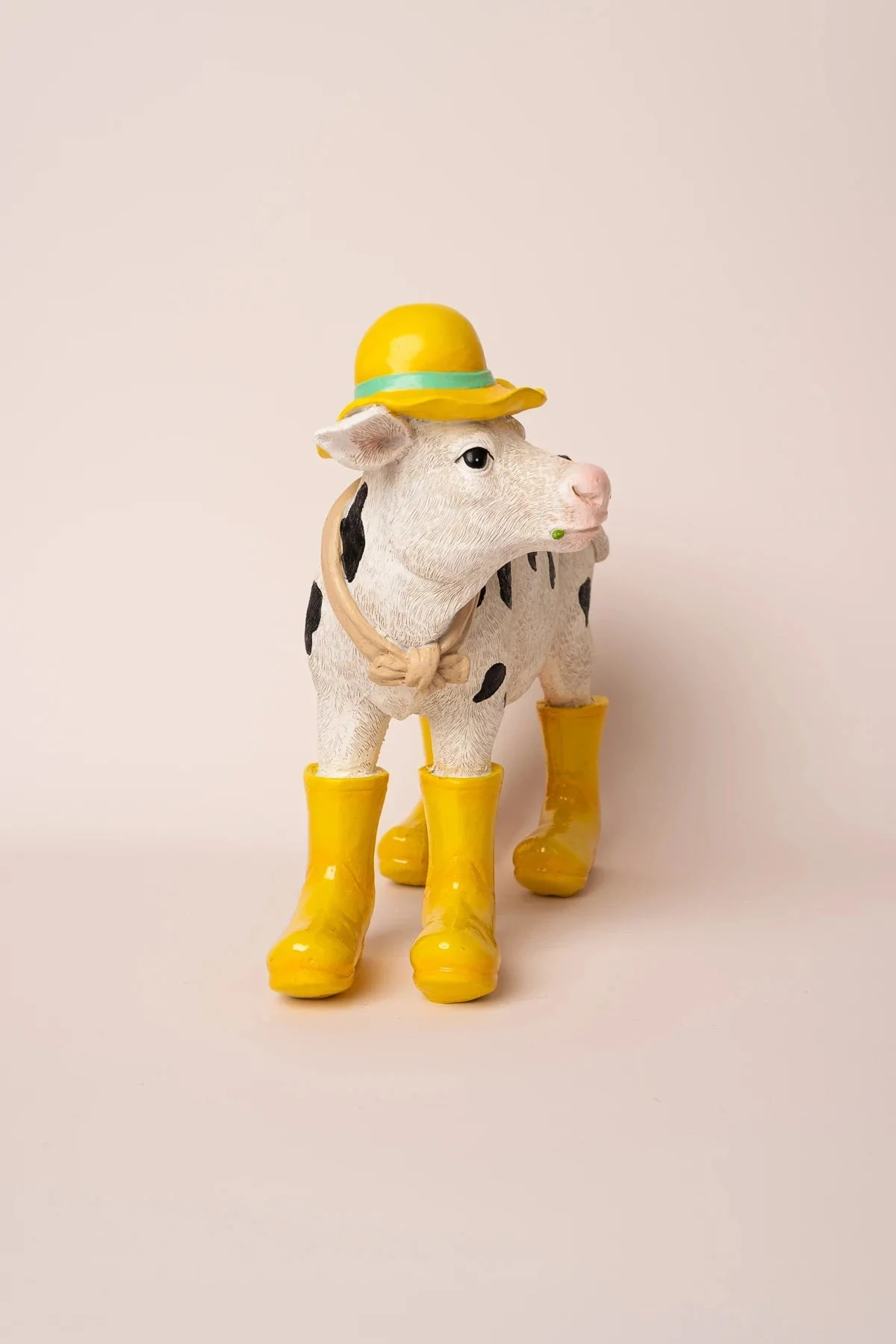 Cow Figurine in Yellow Wellies & Hat