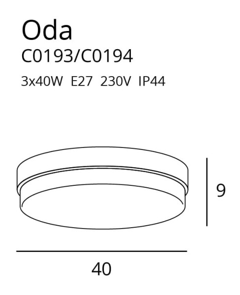 Plafon czarny okrągły 40cm ODA 3xE27x40W IP44 Maxlight