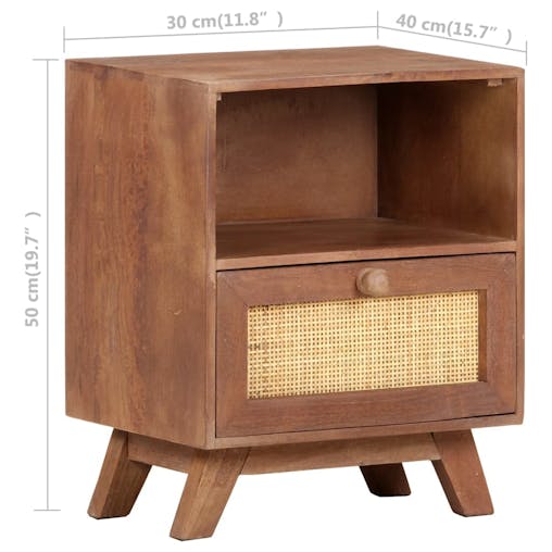 NNEVL Bedside Cabinet 40x30x50 cm Solid Mango Wood