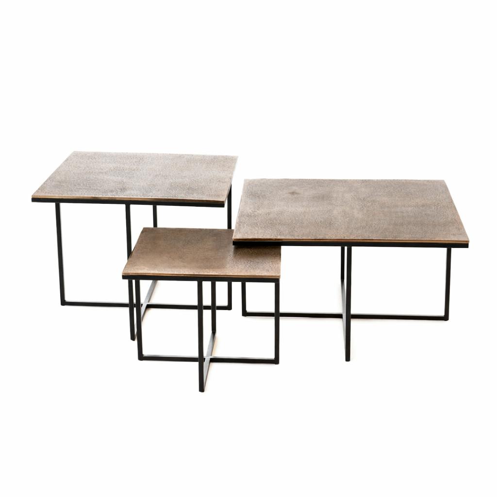 Table basse gigogne graphique à pieds croisés (lot de 3) KANO