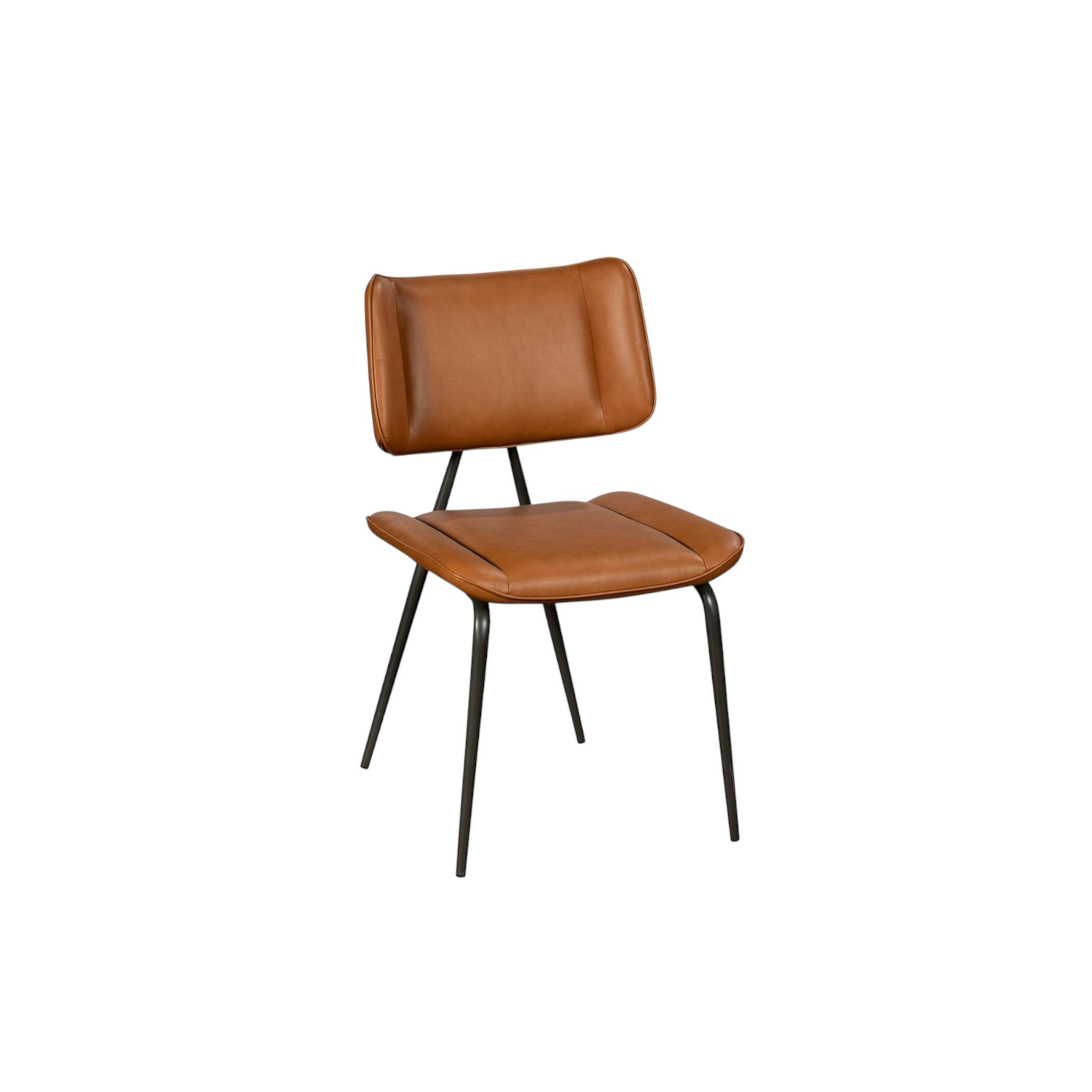 Chaise salle à manger camel, décor bouton métal (lot de 2) OKA