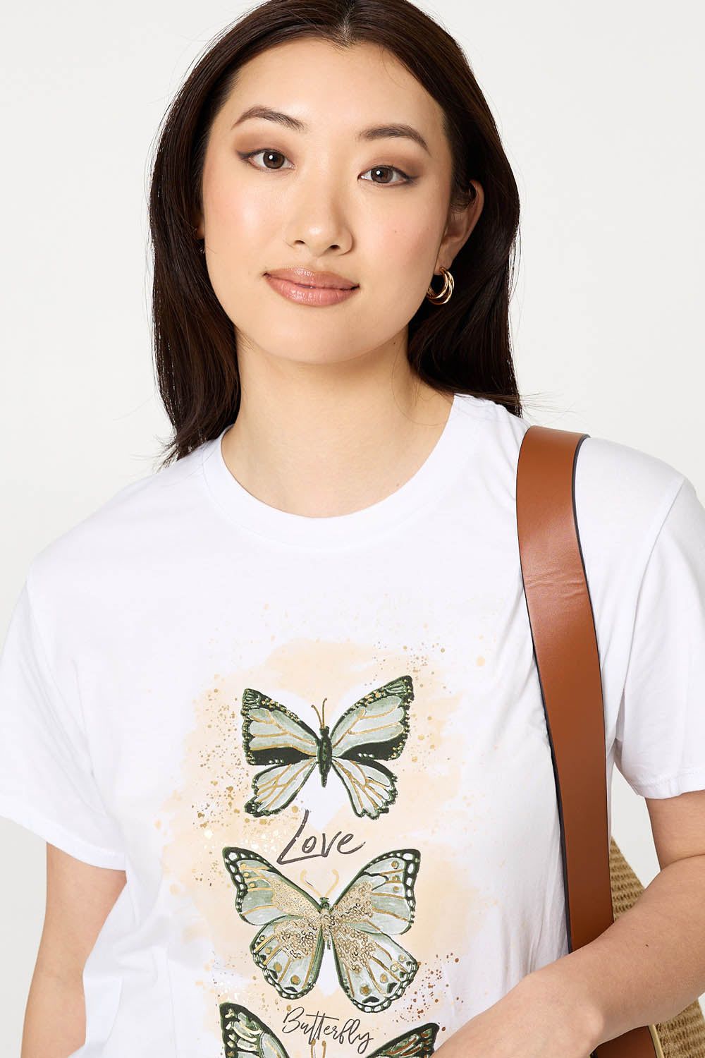 Izabel London Butterfly Printed Short Sleeve T-Shirt