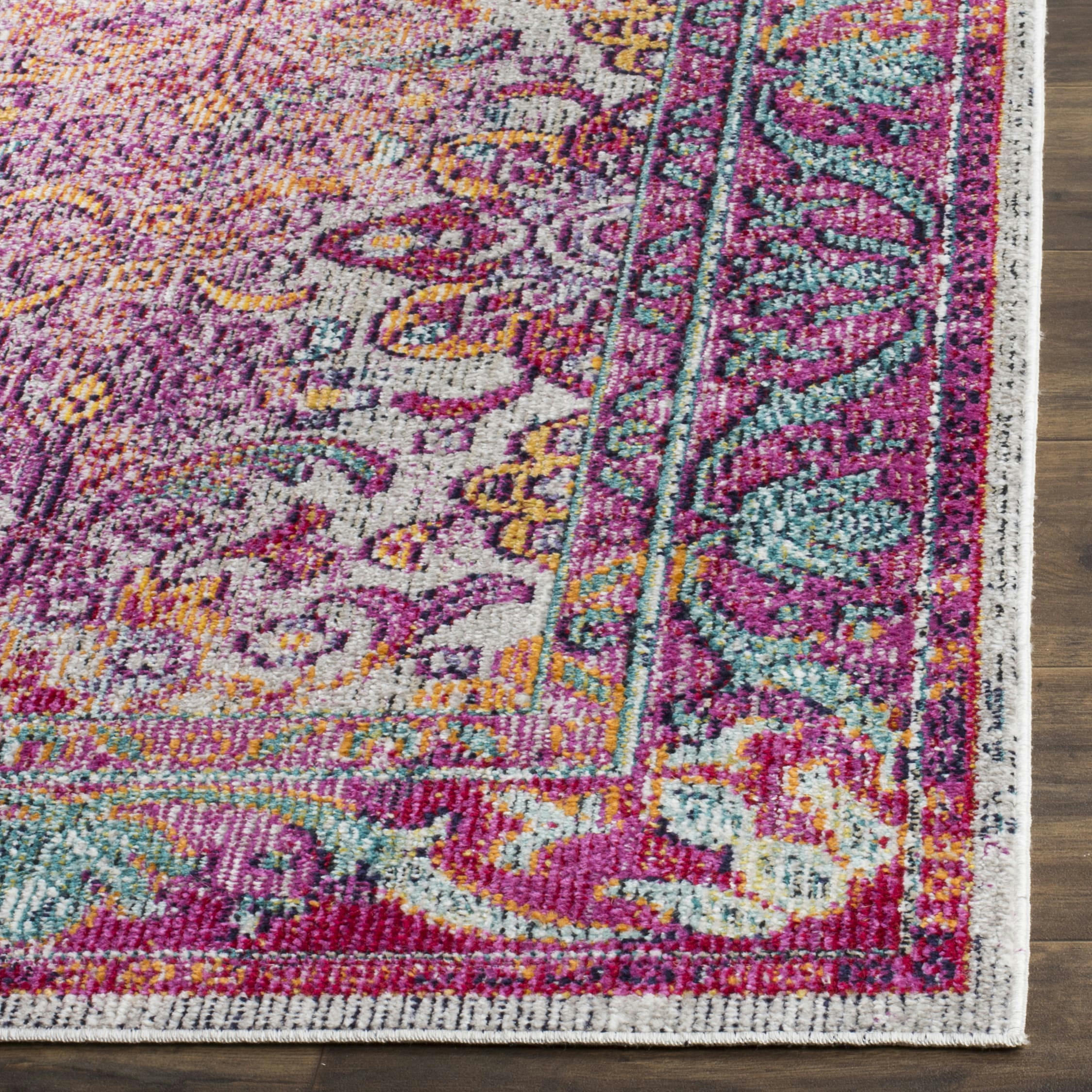 CRYSTAL - Tapis de salon interieur en bleu ciel & fuchsia, 66 x 213 cm